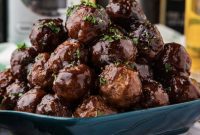 Sticky Glazed BBQ Meatballs