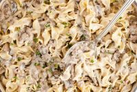 Creamy Ground Beef Stroganoff