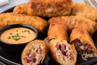 Crispy Reuben Egg Rolls