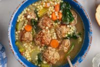 Hearty Italian Greens & Meatball Soup