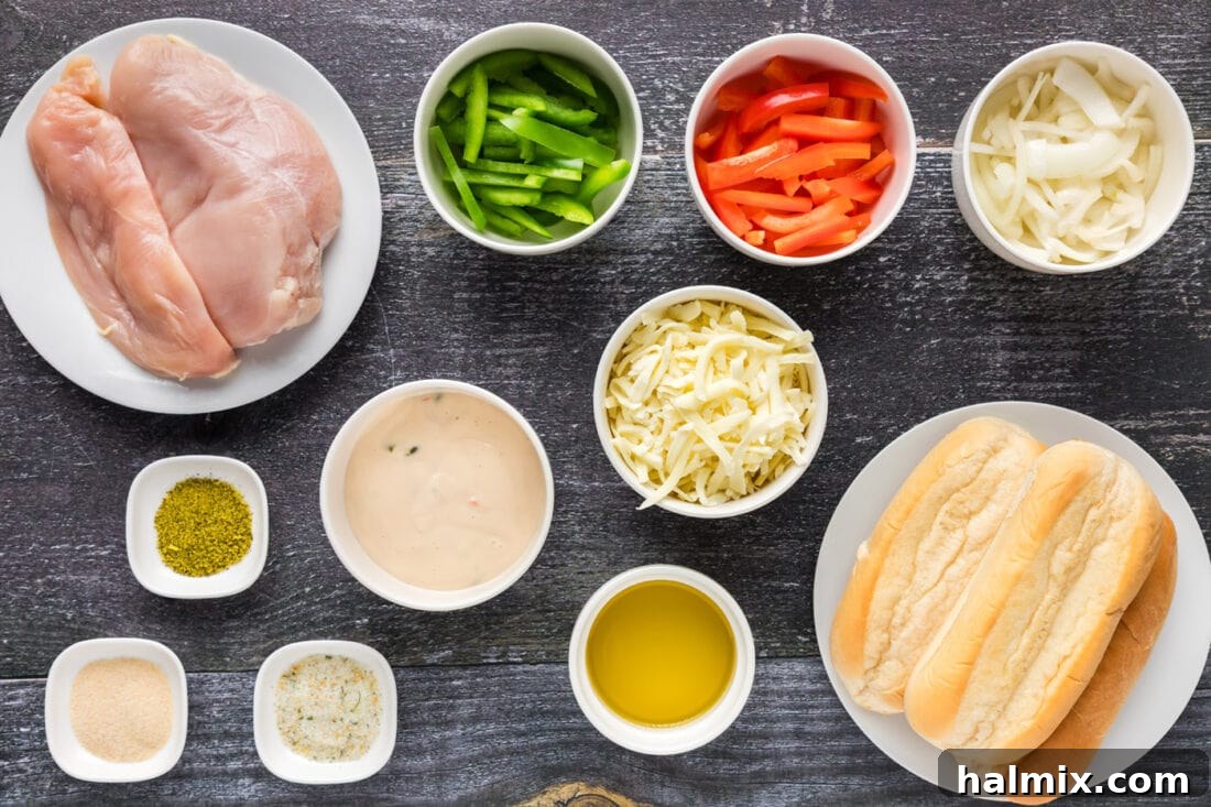Ingredients for Chicken Philly Cheesesteak