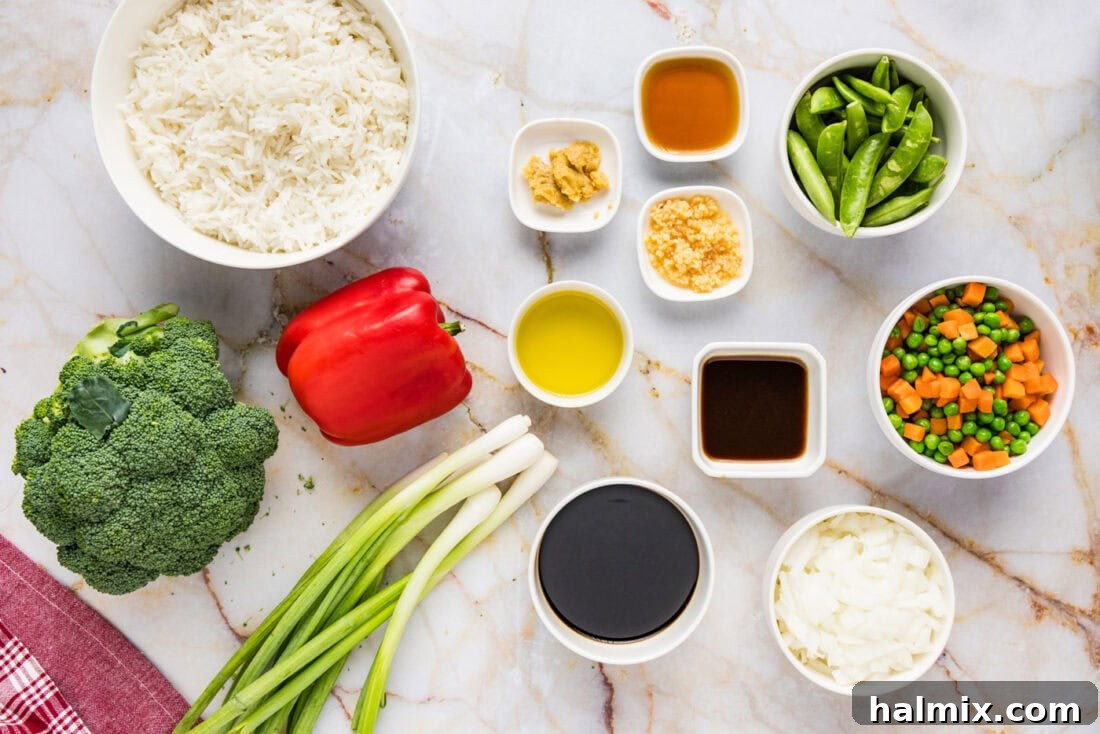 Ingredients for Vegetable Fried Rice