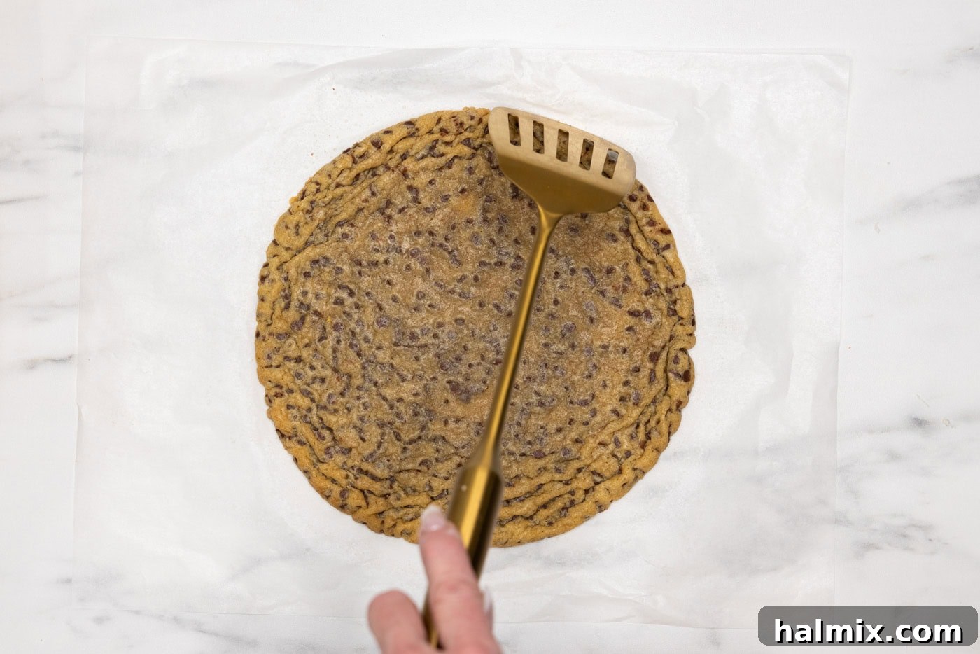 shaping cookie with a spatula