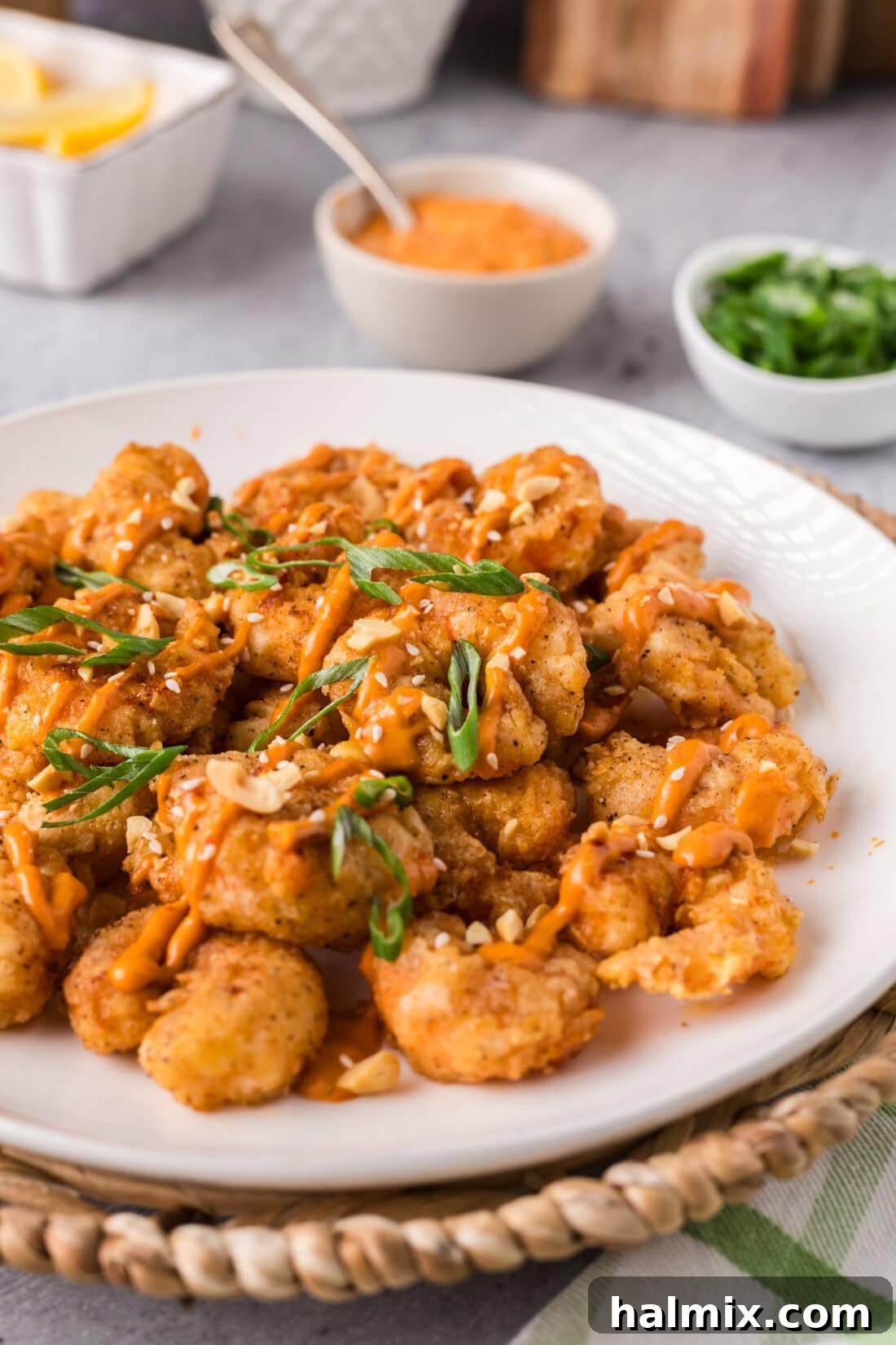Thunder Shrimp 3 A full plate of vibrant Boom Boom Shrimp, ready to be enjoyed.