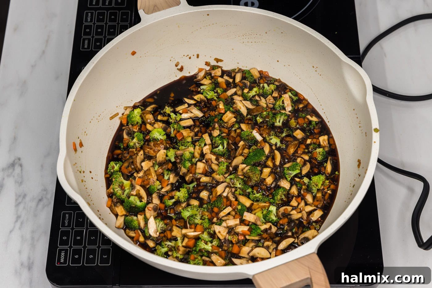 veggie burger mixture in a skillet