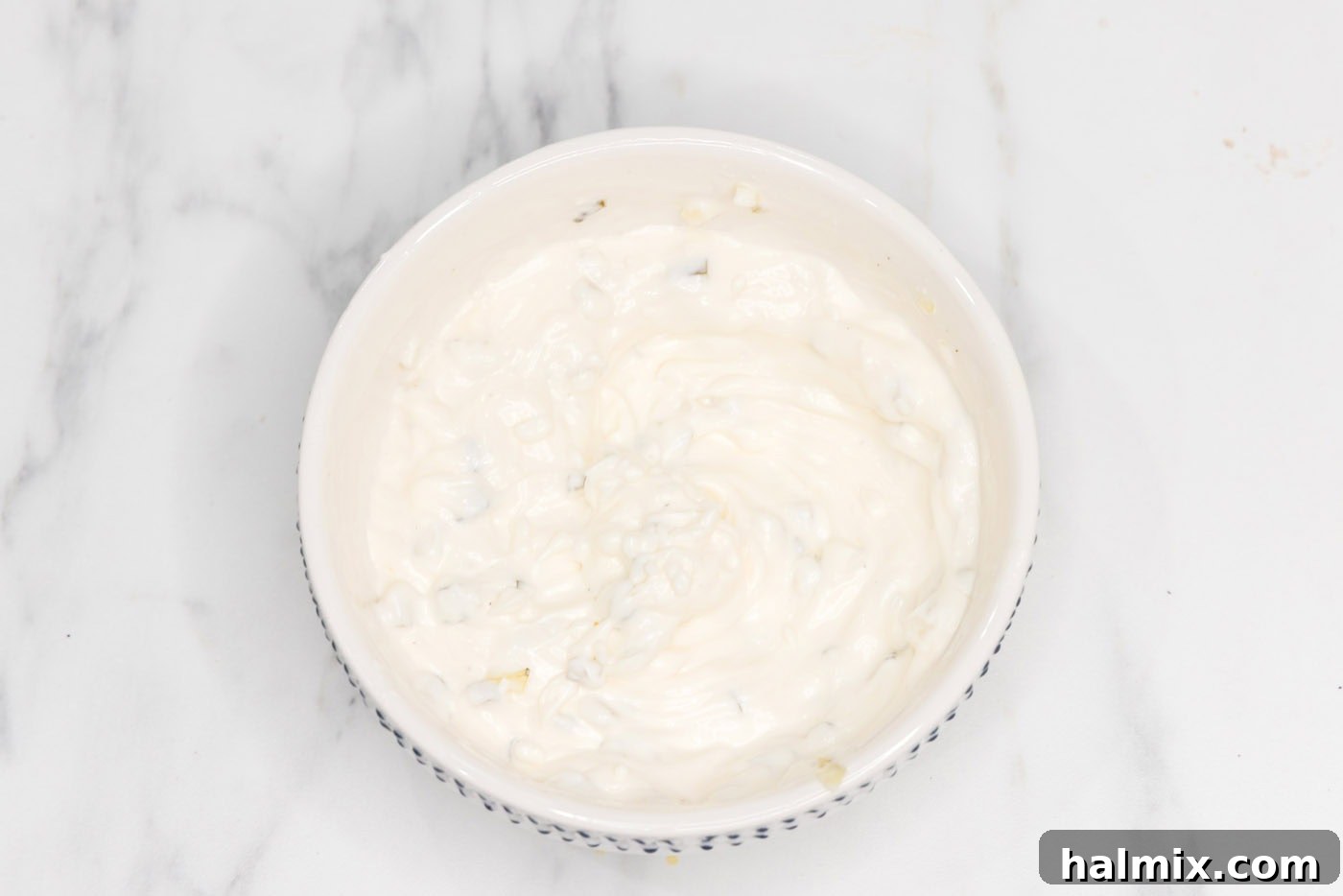 creamy cauliflower salad dressing in a bowl