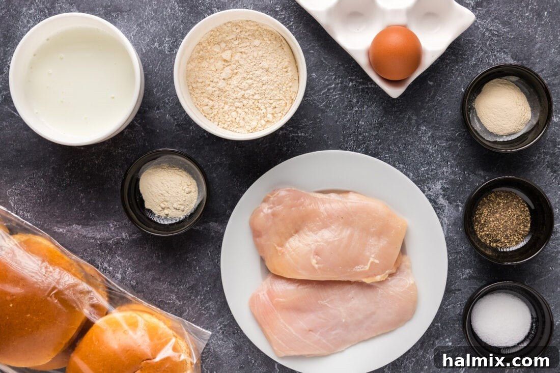Ingredients for Crispy Chicken Burger