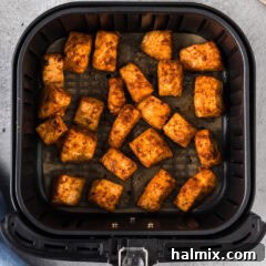 Air Fryer Salmon Bites in an air fryer