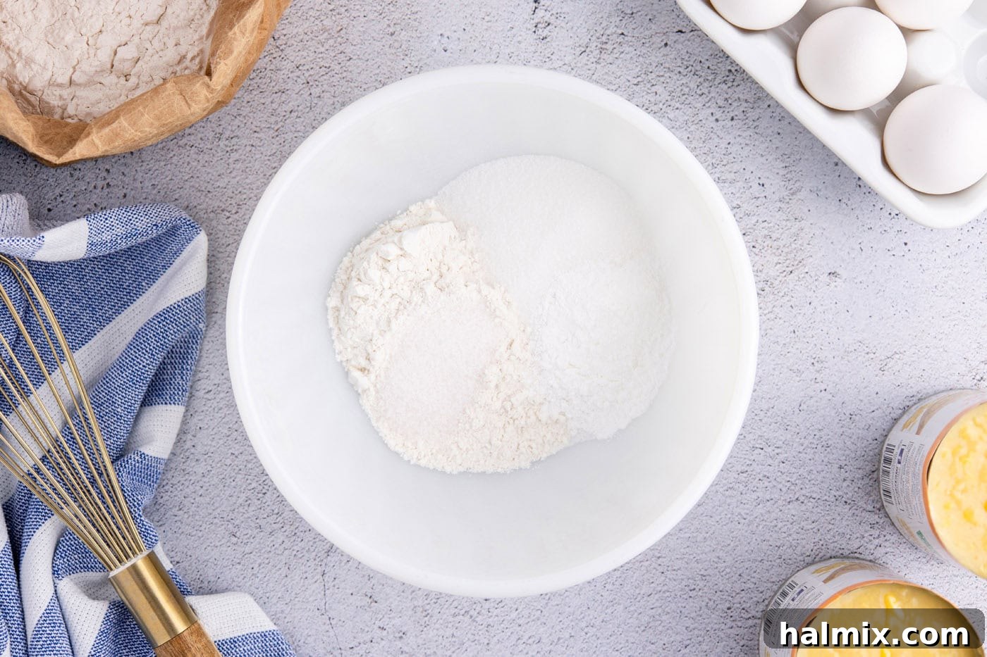 all-purpose flour, granulated sugar, baking powder, and salt in a mixing bowl