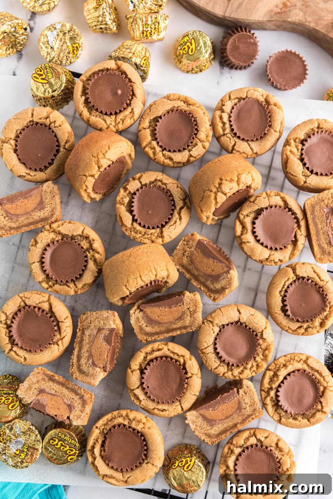 Reese’s Peanut Butter Cup Cookies on a wire rack