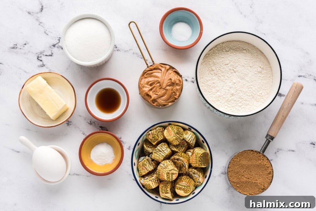 Ingredients for Reese’s Peanut Butter Cup Cookies