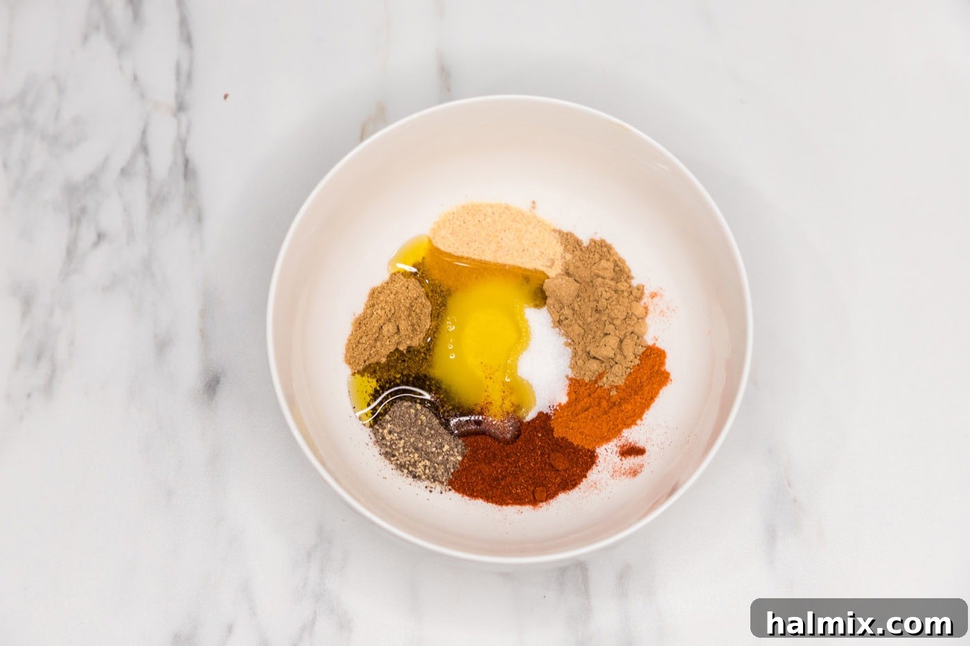 chicken shawarma marinade ingredients in a bowl