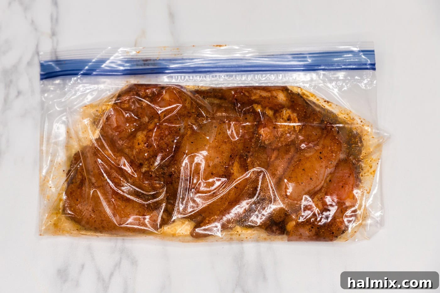 marinating chicken in a plastic bag