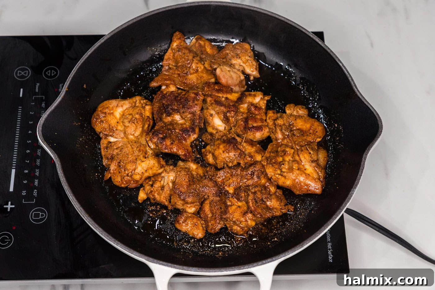 cooked chicken in a skillet