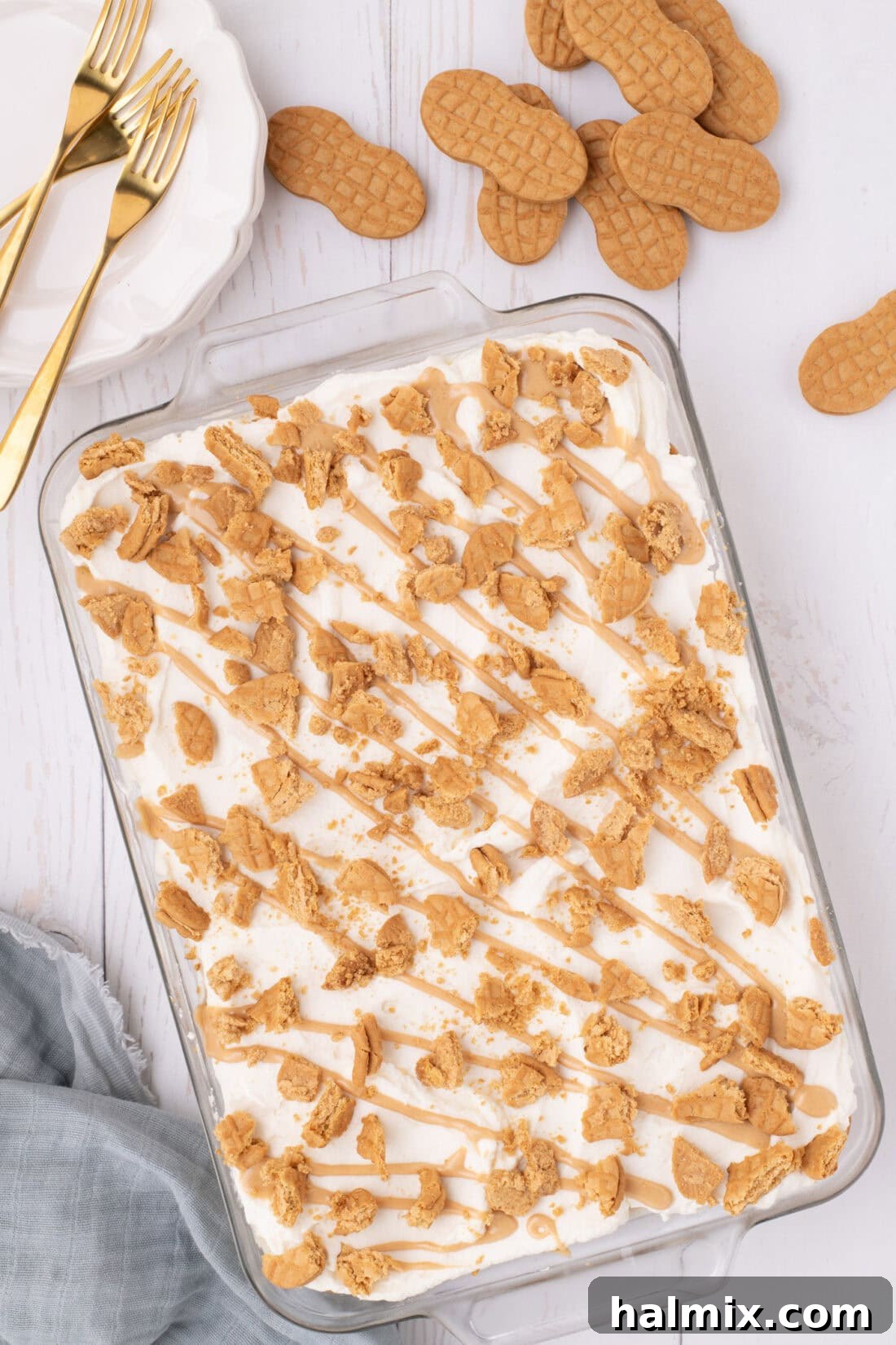 Nutter Butter Dream Cake 13 Whole Nutter Butter Icebox Cake with Nutter Butter cookies on the side