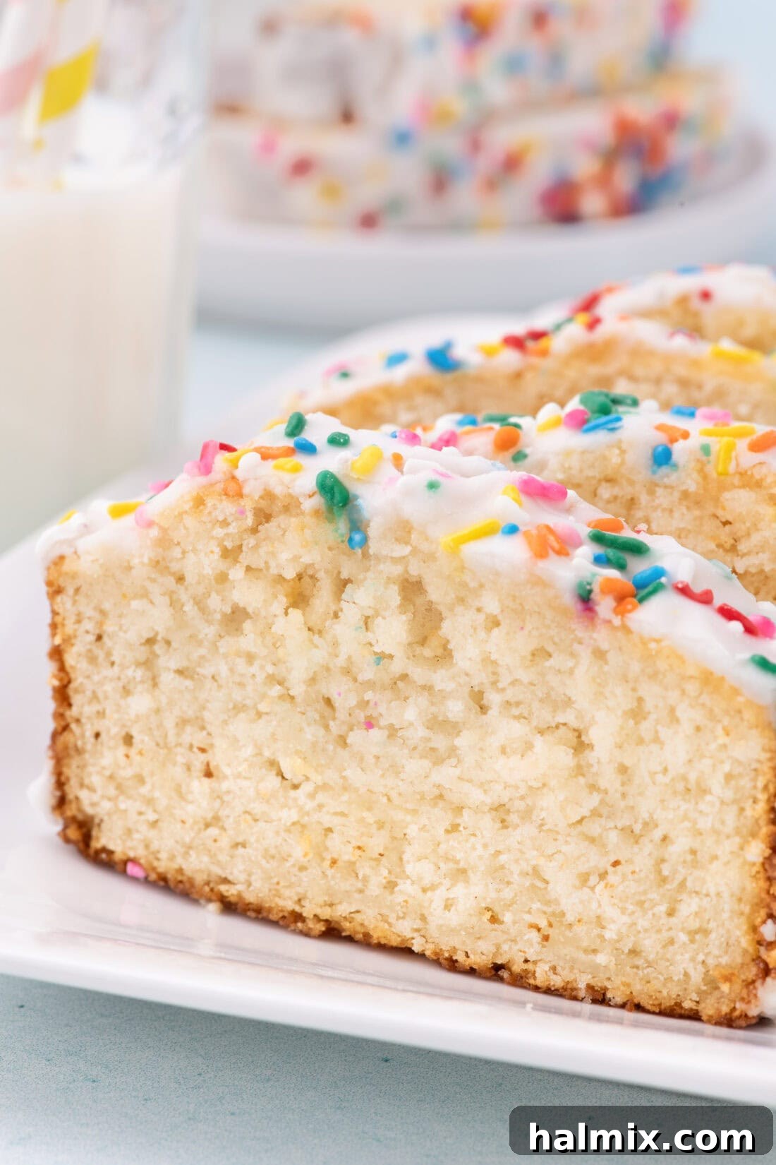 Magic Ice Cream Loaf 3 Close up photo of a slice of Ice Cream Bread