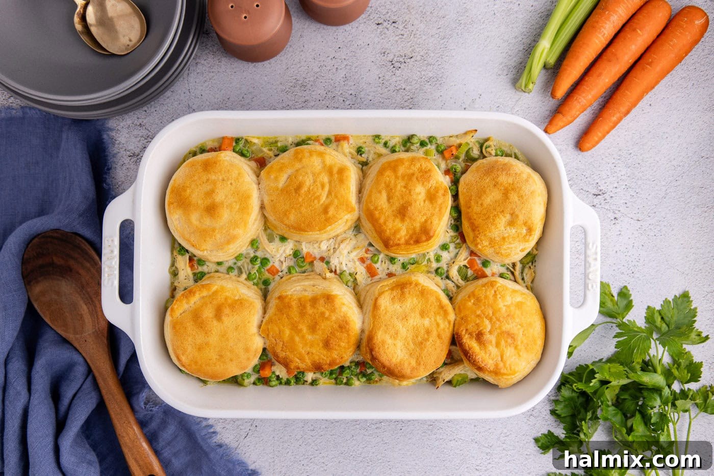 Easy Chicken Pot Pie Bake 12 chicken pot pie casserole with biscuits