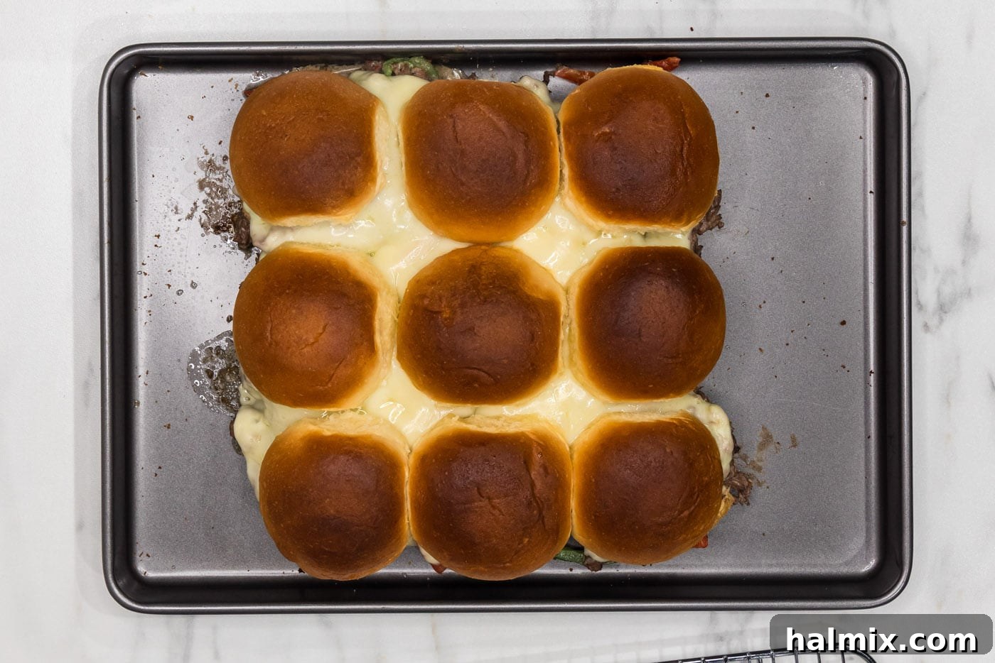 baked philly cheesesteak sliders