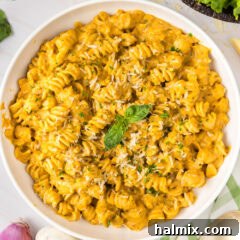 Velvety Butternut Squash Pasta 16 Close up photo of a bowl of Butternut Squash Pasta