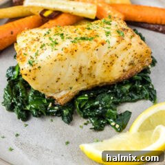 Close up photo of Baked Chilean Sea Bass with Beurre Blanc sauce