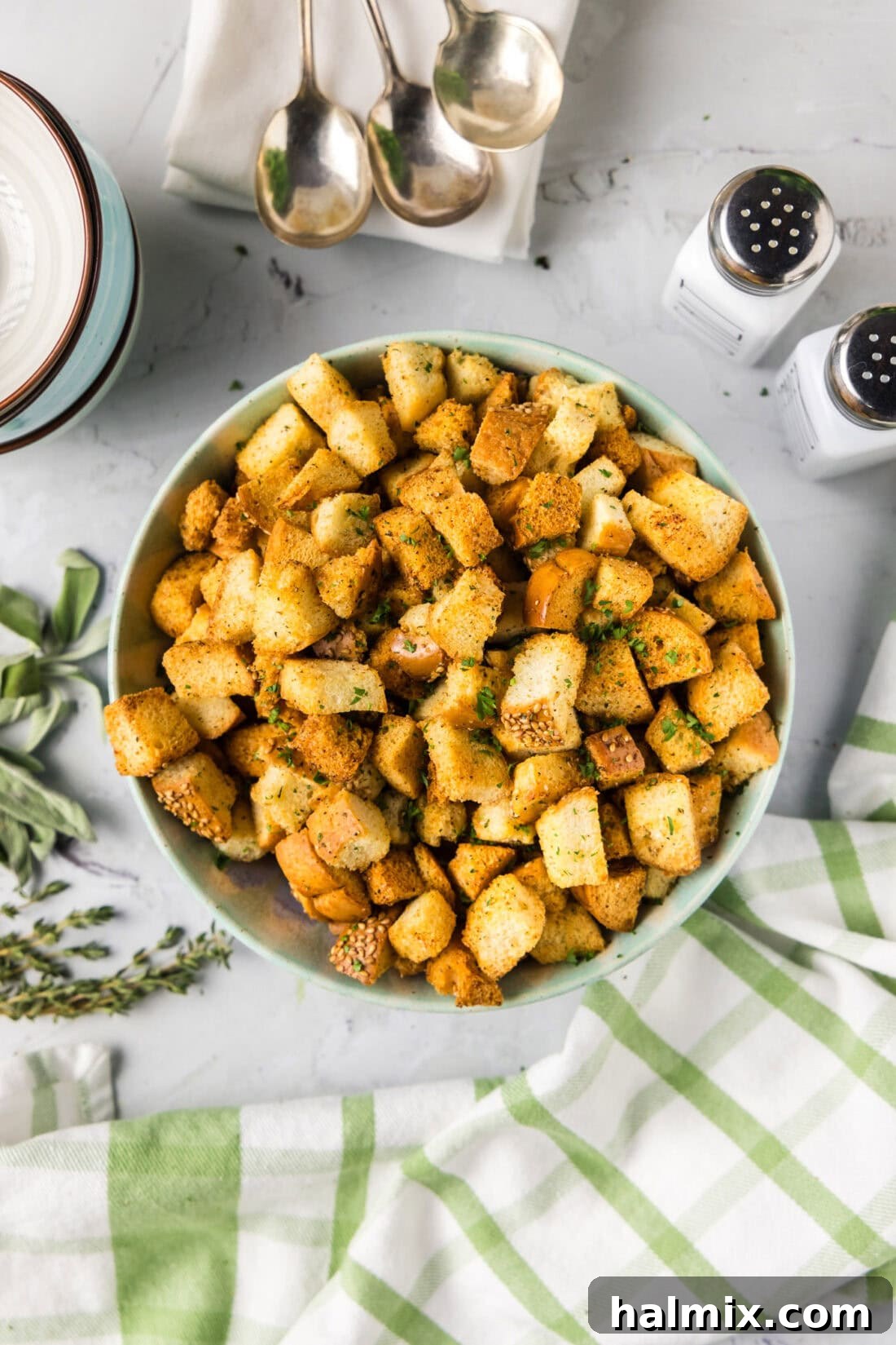 Bowl of Homemade Croutons