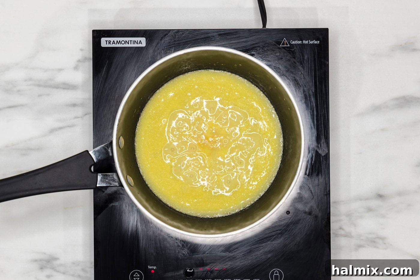 easy lemon garlic butter sauce in a saucepan