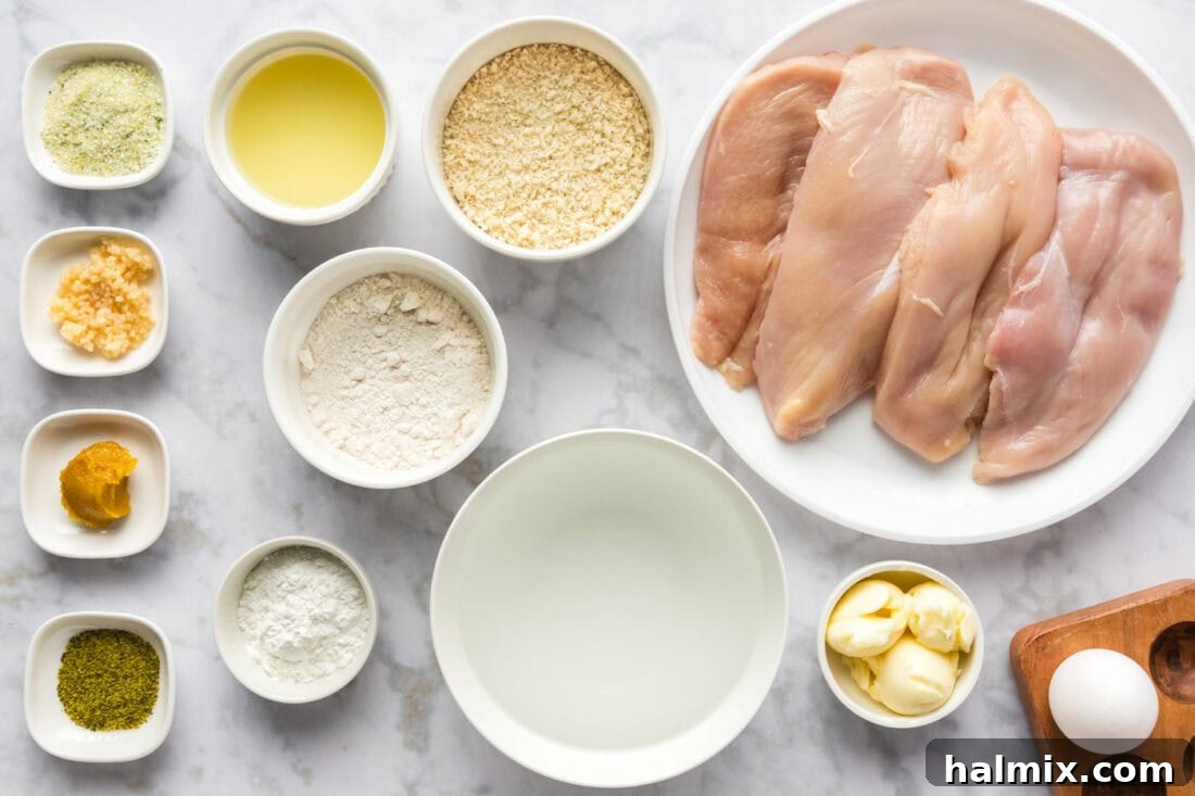 Ingredients for Lemon Chicken laid out on a table