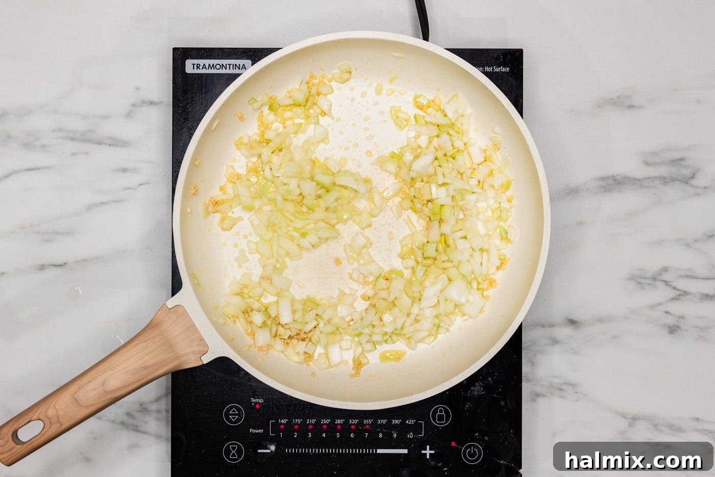 onion and garlic in a skillet