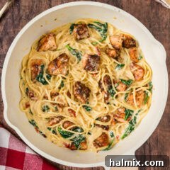 Skillet of Creamy Salmon Pasta