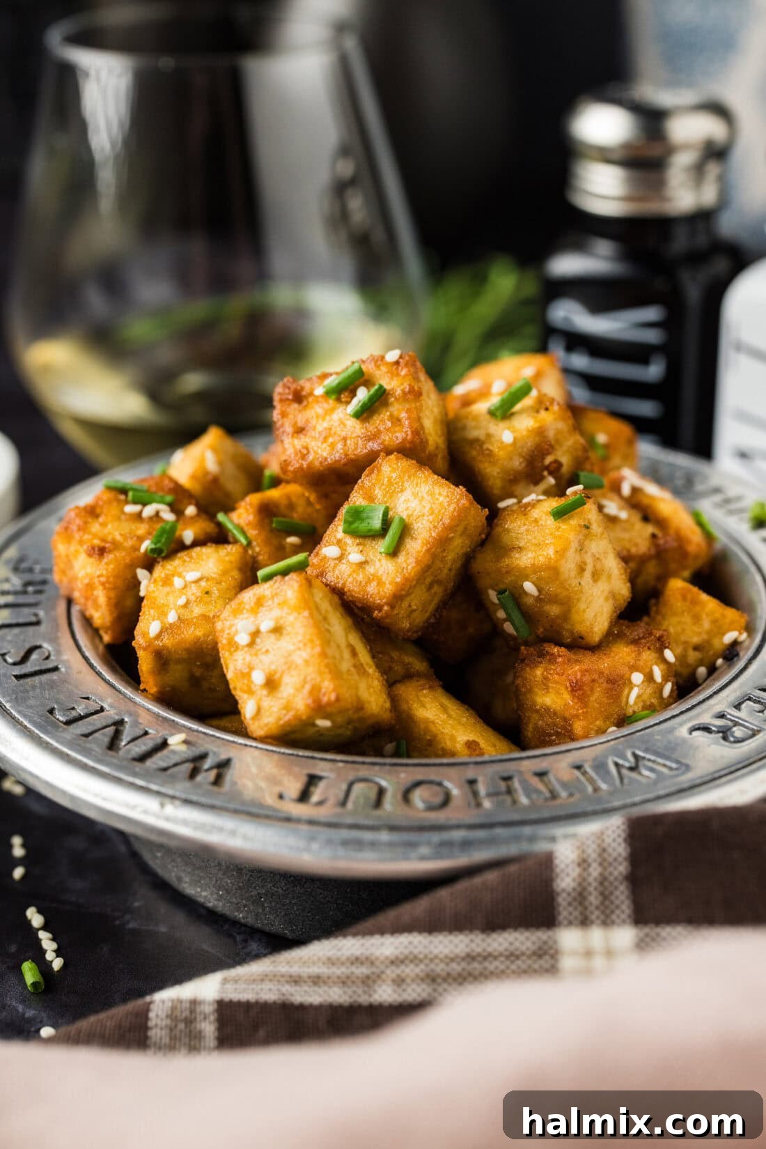 Fried Tofu in an appetizer bowl