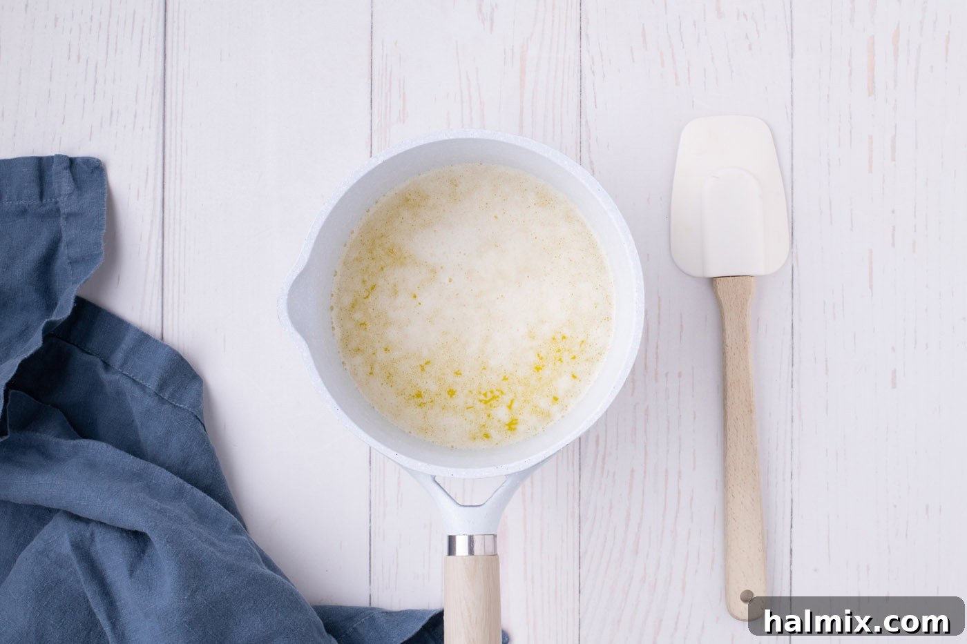 butter foaming in a saucepan