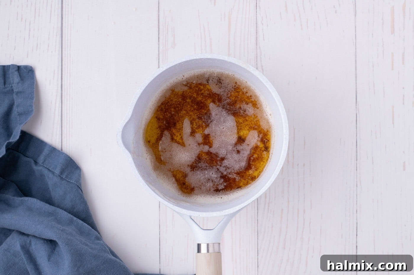 browned butter in a saucepan