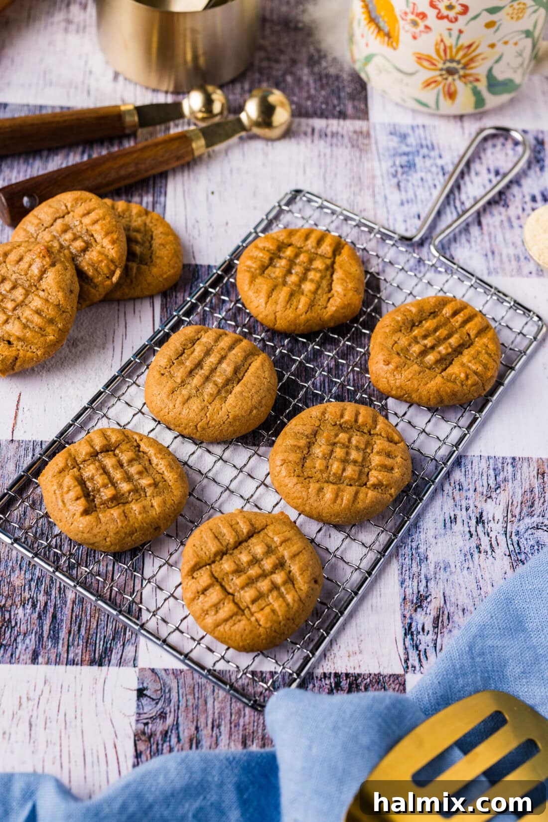Keto Peanut Butter Cookies resting on a safety grater