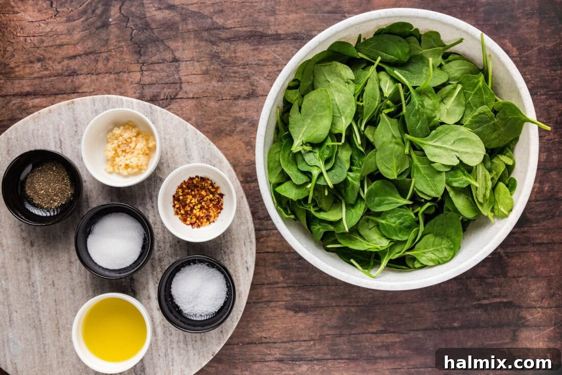 Ingredients for Stir Fried Spinach