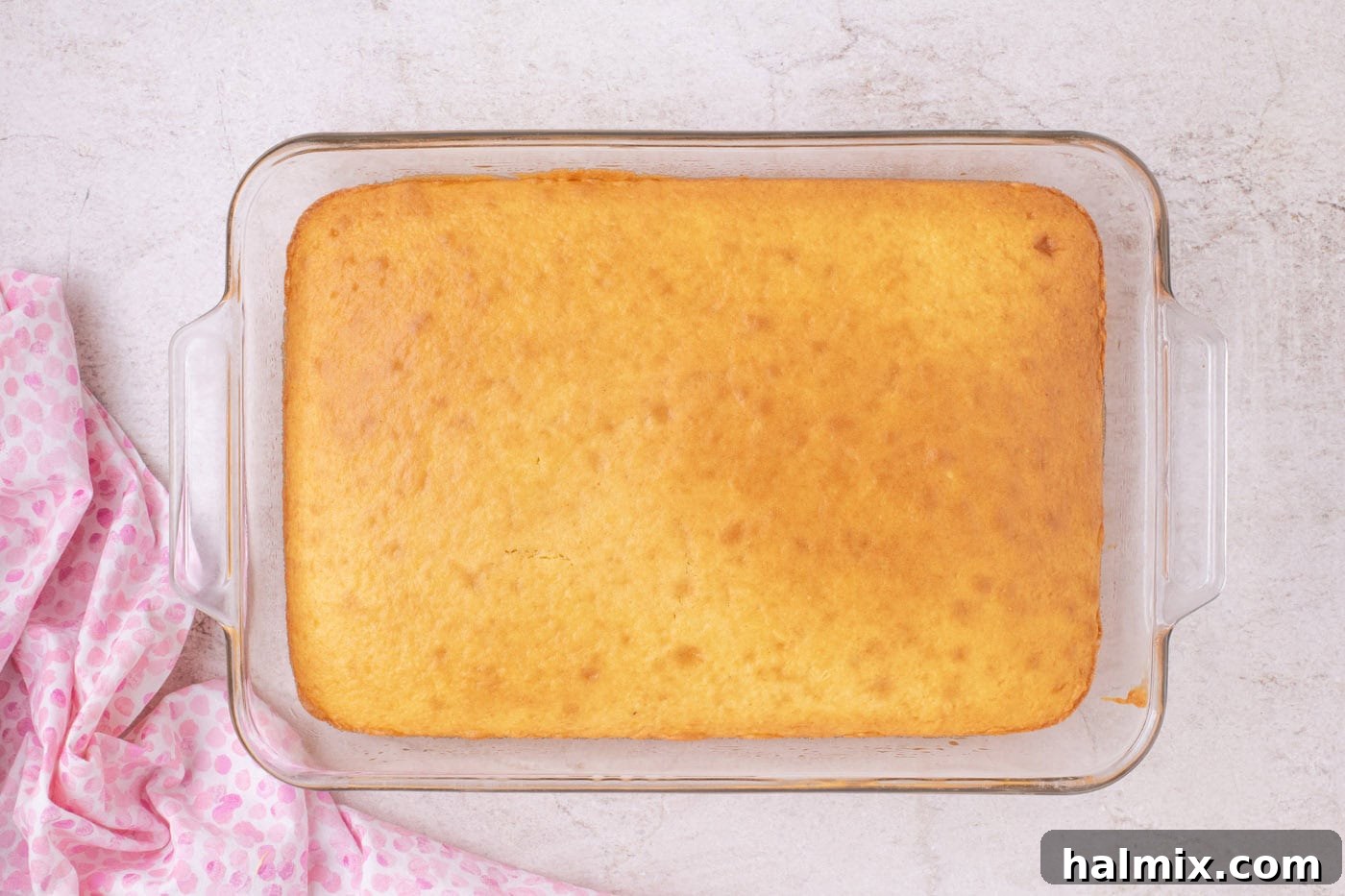 bake yellow cake in a dish