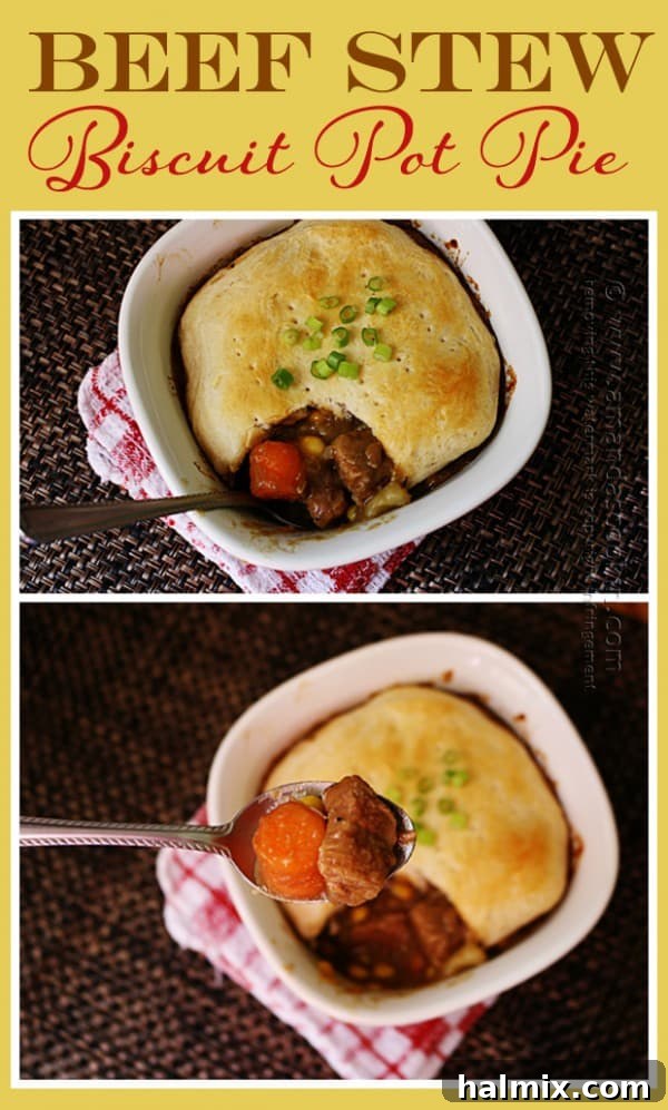 Flattened biscuit dough prepared for topping individual beef stew pot pies