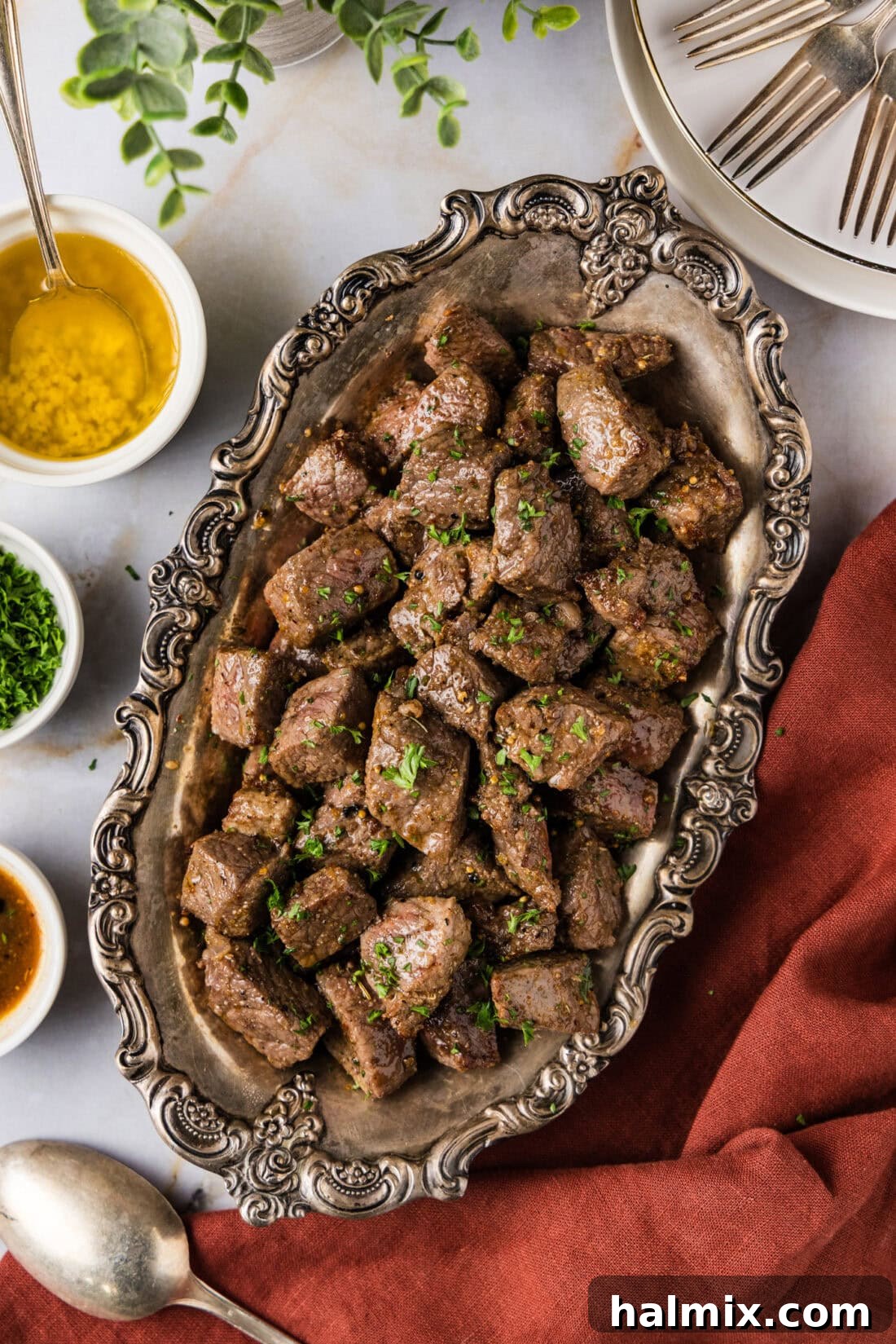 Platter of Air Fryer Steak Bites