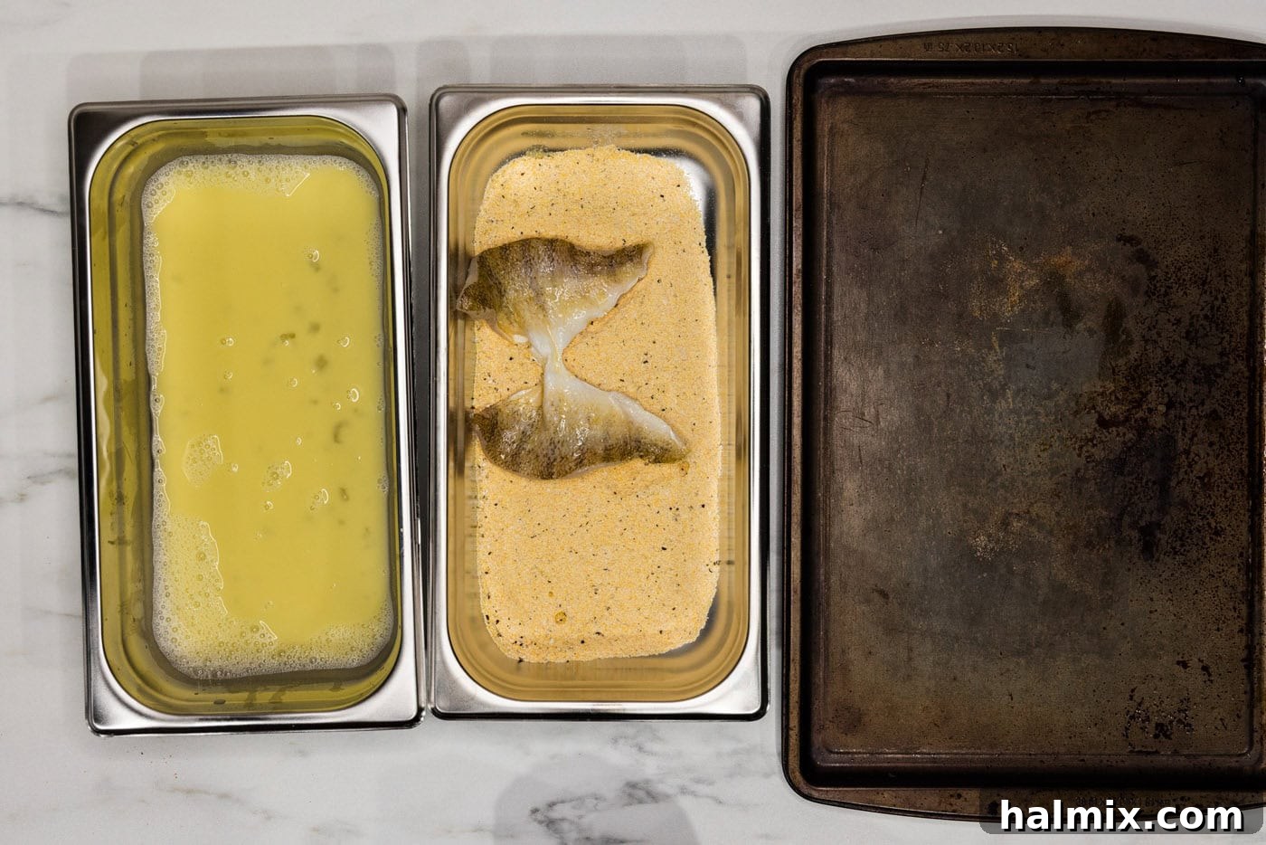 perch filet in cornmeal and flour dredge