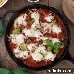 Skillet of Chicken Parmesan Meatballs