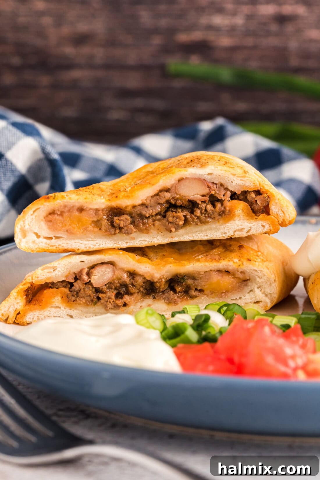 Fiesta Taco Pockets 13 side view of cut Taco Empanadas