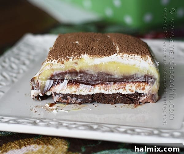 Pure Bliss Pan Dessert 16 Sex in a Pan, a popular no-bake dessert from Amanda's Cookin' recipe blog.