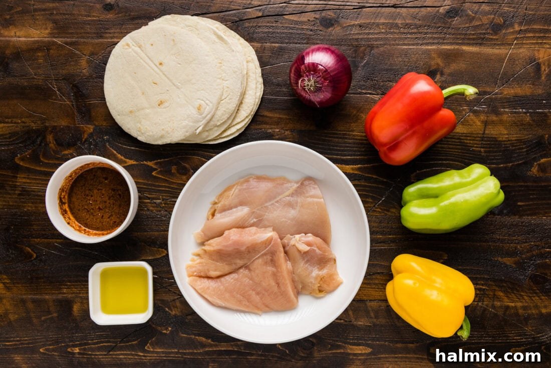Sizzling Chicken Fajitas 4 Collection of fresh ingredients for making Chicken Fajitas