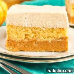 slice of pumpkin magic cake