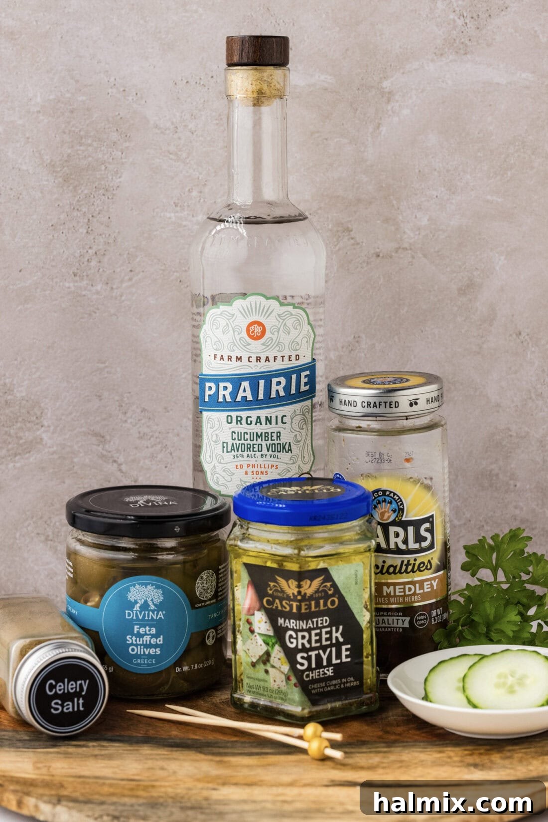 Ingredients for Dirty Greek Martini