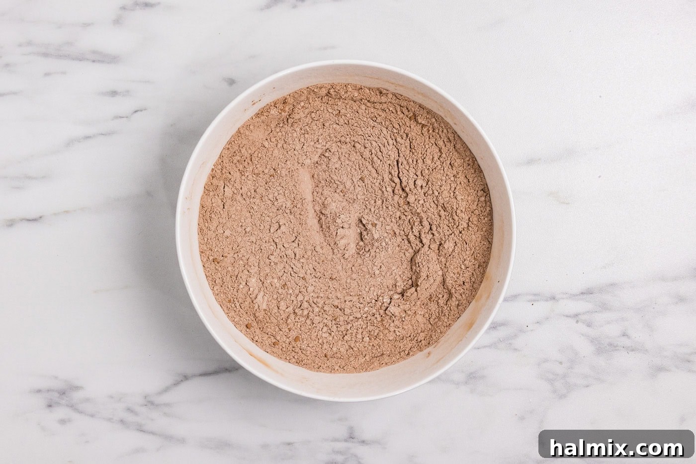 Hidden Veggie Fudge Brownies 6 bowl of flour, cocoa powder, baking soda, and salt whisked