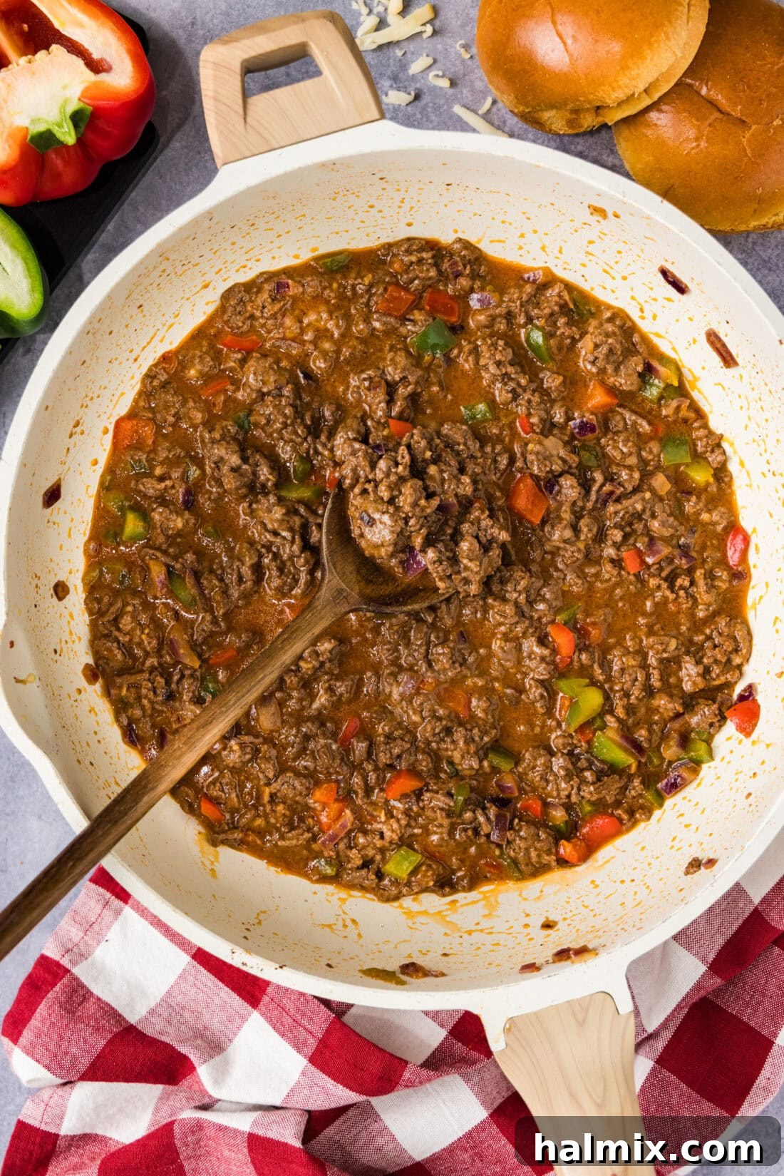 Skillet of Philly Cheesesteak Sloppy Joes
