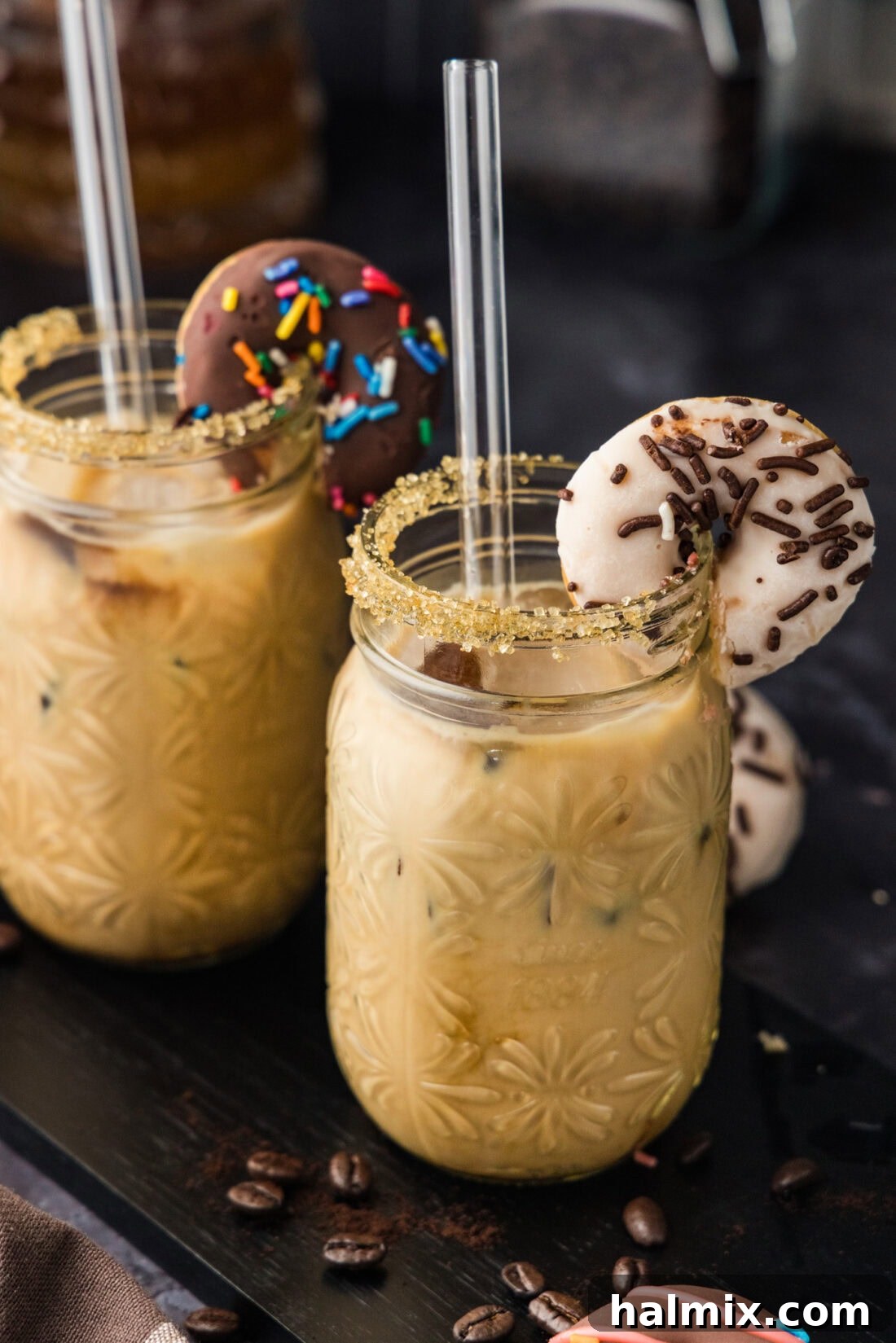 Close up photo of an Iced Espresso Cocktail with another one behind it