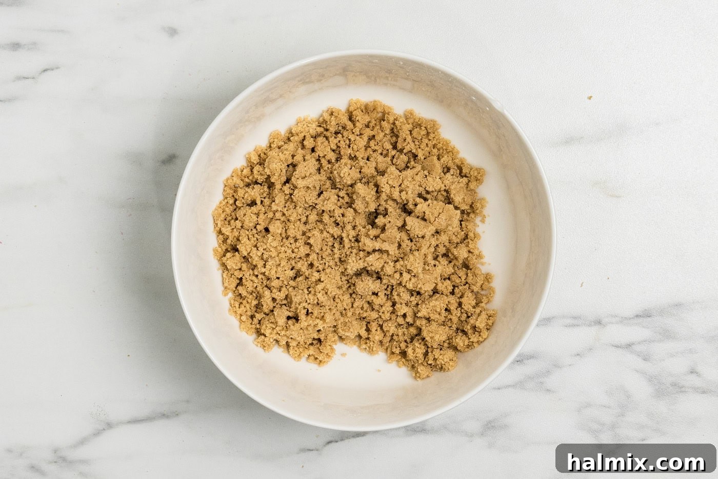 crumbly streusel topping in a bowl