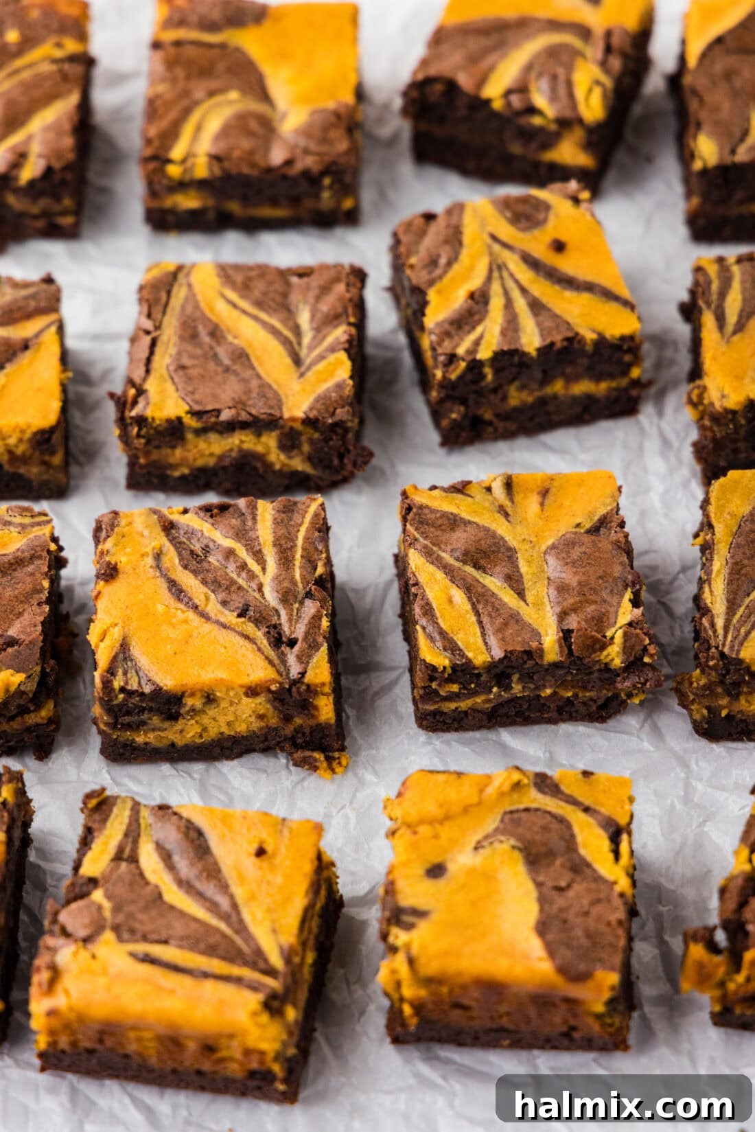 Spiced Pumpkin Swirl Brownies 16 Pumpkin Cheesecake Brownies cut into. squares