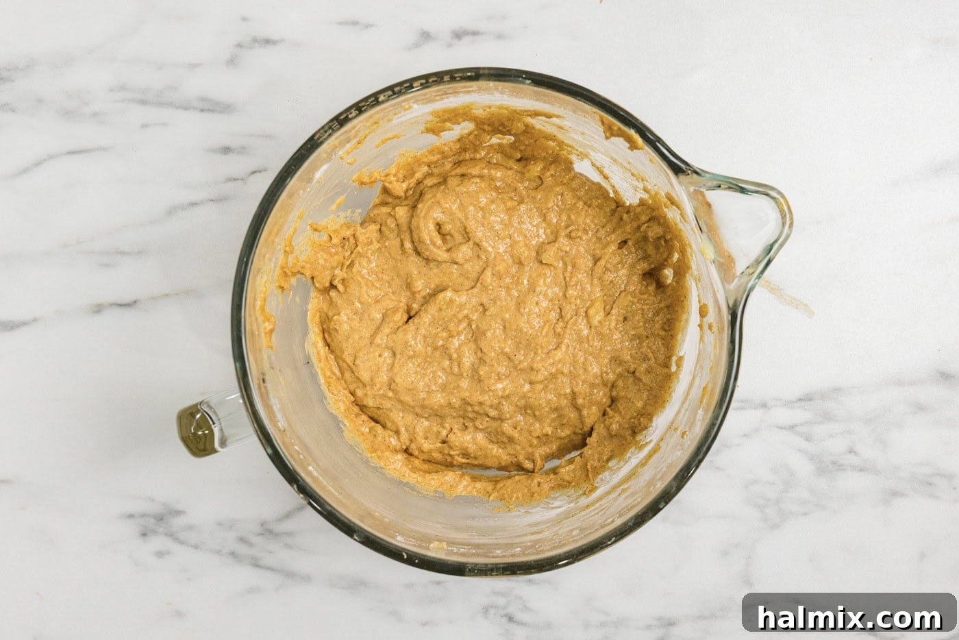 pumpkin banana bread batter in a bowl